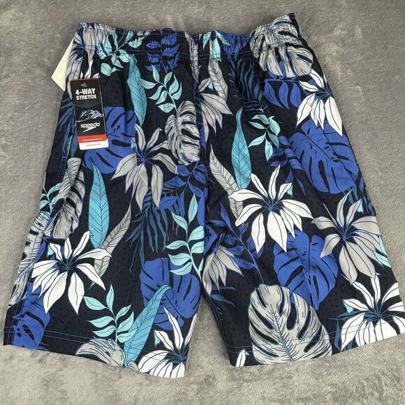 Speedo Swim Trunks Mens‎ Medium Board Shorts Ocean Blue Graphic Stretch UPF $59 - Picture 7 of 16